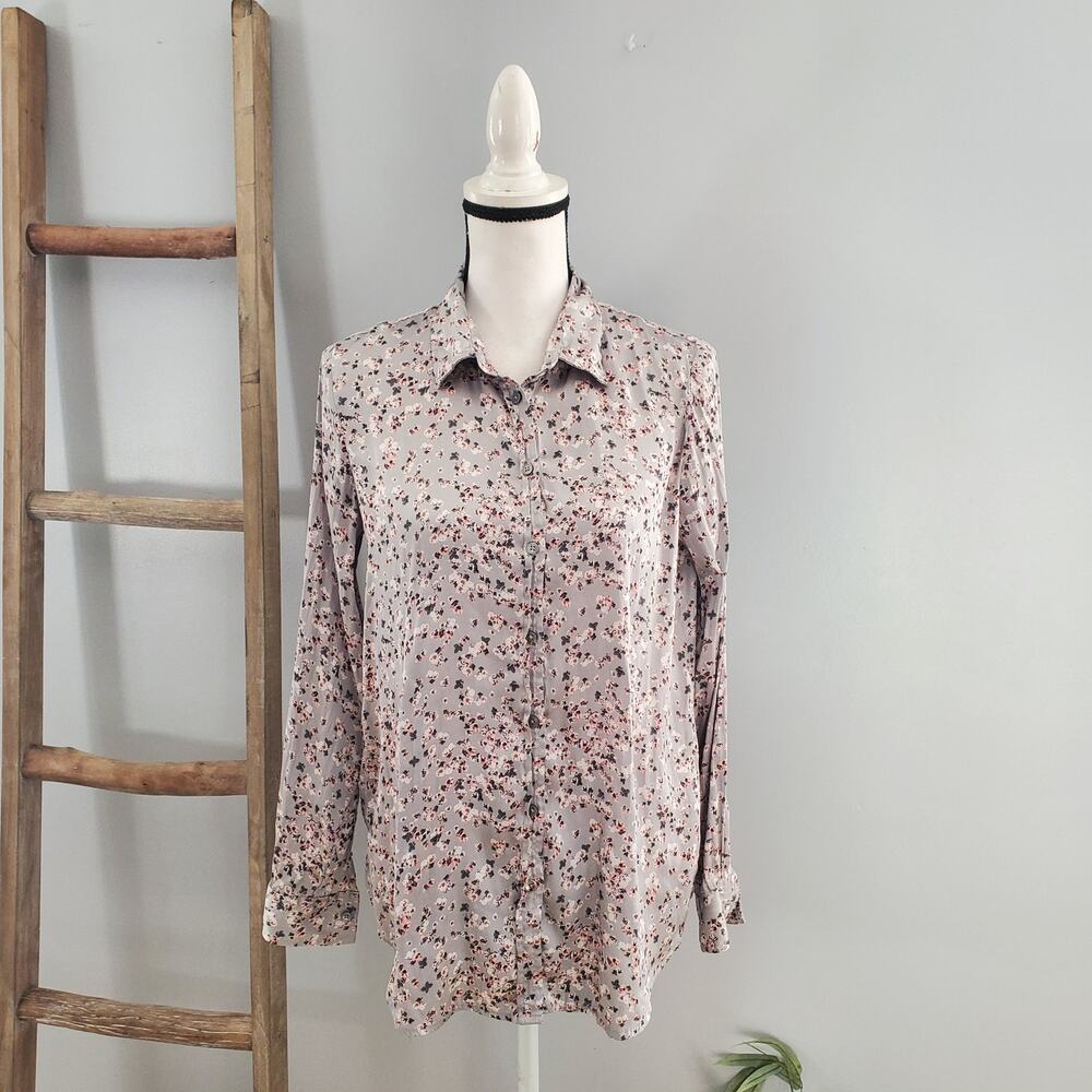 Banana Republic Women's Green Dillon Classic Fit Floral Button Down Top S